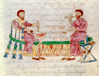 Codex 132 Livre 22 Cap.1 La comida, de De Universo por Rabanus Maurus (c.780-856) 1023