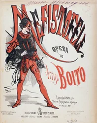 Portada de la partitura musical de Mefistofele ópera de Arrigo (Enrico) Boito