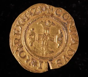 Moneda de la República de Génova: una cuádrupla de oro. Diámetro 32 mm. 1616. Reverso. Genes Musei di Strada Nuova (inv, M6459)
