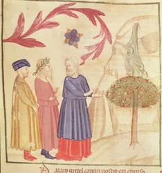 Dante y Virgilio (70-19 a.C.) en el Paraíso Terrenal, de La Divina Comedia de Dante Alighieri (1265-1321)