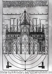 Diseño para la Catedral de Milán, ilustración de De Architectura por Vitruvio, Como, 1521