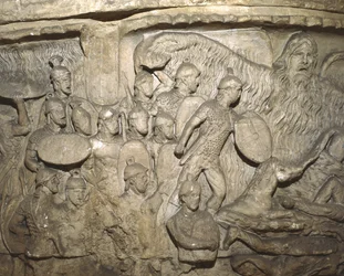 (detalle) de un molde de la Columna de Marco Aurelio mostrando el Milagro de la Lluvia
