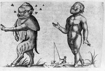 Diferentes tipos de monstruos humanos. Grabado de “De monstrorum natura, causis et differentiis” de Fortunio Liceti (1577-1656), científico italiano. 1646