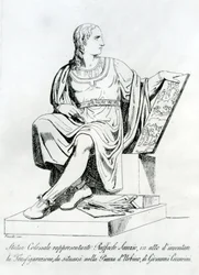 Dibujo de una estatua de Giovanni Ceccarini de Raffaello Sanzio da Urbino