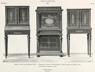 Muebles de ébano por Hunsinger y Wagner, París, ilustración de L