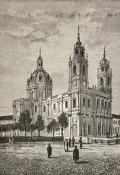 Basílica de Estrela, Lisboa, Portugal, grabado de L