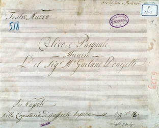 Primera página de partitura musical de la ópera 
