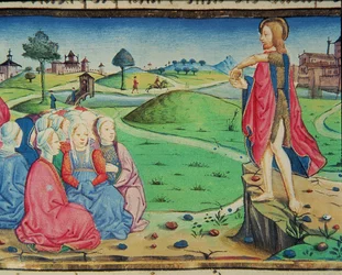 Fol.44r San Juan Bautista predica y bautiza (vitela)