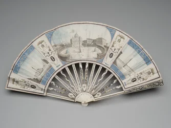 Abanico Plegable con vistas de los monumentos de Roma, c.1780s-1790s