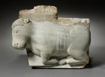 Fragmento de un capitel con el buey de San Lucas, c.1175-1200
