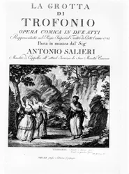 Frontispicio del libreto de La Grotta di Trofonio, ópera cómica en 2 actos de Antonio Salieri (1750 - 1825). 1785