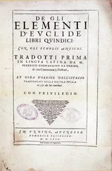 Frontispicio del volumen XV "Elementos" del matemático griego Euclides (siglo III a.C.)