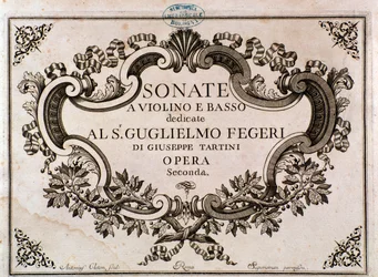 Frontispicio de partitura de Sonatas de Giuseppe Tartini