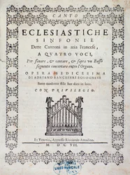 Portada de la partitura musical del Concierto 5 en "Canzoni alla francese" de Adriano Banchieri