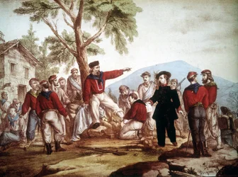 Garibaldi (1807-1882) herido en Aspromonte.