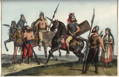 Tribu germánica de los alamanes (alemanes) - tribu de los alamanes (Alamannen), alamanes - grabado de «Usi e Costumi di Tutti i Popoli dell