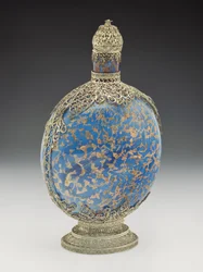 Frasco Azul Dorado con Montura de Filigrana, Veneciana
