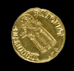 Florín de oro (reverso) que representa a San Juan Bautista, florentino, 1252