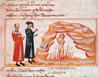 Guido Guinizzelli y las almas de los lujuriosos (canto 23 del Purgatorio, en la Divina Comedia) - miniatura