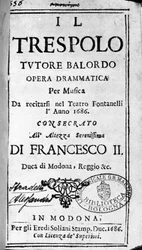 Il trespolo tutore balordo partitura para la ópera de Alessandro Stradella (1644 - 1682) compositor italiano. Módena 1688.