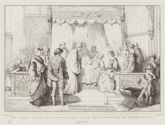 Jacopo Lusignano, rey de Chipre, al morir, recomienda el reino y su esposa Caterina Cornaro