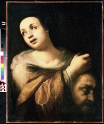 ""Judith presentando la cabeza de Holofernes"" (Judith con la cabeza de Holofernes) Pintura de la escuela italiana del siglo XVII Museo de Arte Mikhail Kroshitsky, Sebastopol (Sebastopol) Ucrania