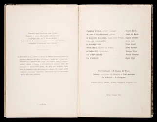 Libreto de Tosca de Giacomo Puccini, Edición Ricordi, Italia