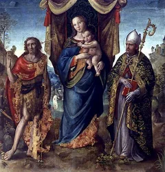 Madonna y el Niño con santos