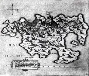 Mapa de la Isla de Zante, un Bastión Veneciano contra los Turcos