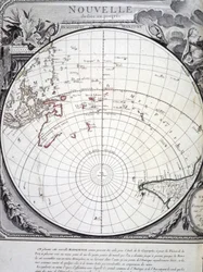 Mapa del Océano Pacífico grabado en Venecia en el siglo XVIII.