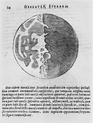 Mapa de la Luna, ilustración de Sidereus Nuncius de Galileo Galilei, 1610
