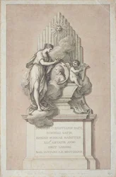 Monumento a Johann Christian Bach (1735-1782) grabado por Francesco Bartolozzi (1727-1815) 1782