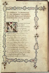 Ms.392 fol.149 El triunfo del amor, de "Sonetti, Canzoni e Triomphi" de Petrarca (1304-73) 1470 (vitela)