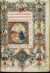 Ms 154 f.14r Adoración del Niño Jesús, de un Libro de Horas, italiano