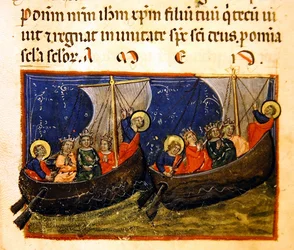 Ms. 406, miniatura de Tractatus hedificationis et constructionis ecclesiae Sancti Johannis Evangeliste, c.1330-40