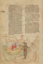El barco blanco viene a rescatar a Percival, de la Queste del Saint Graal, c.1380-85