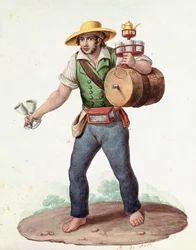 Pequeños oficios napolitanos: el vendedor ambulante de agua fresca - (Antiguo oficio: el vendedor de agua), siglo XIX - Nápoles, Museo Nazionale di San Martino