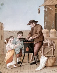Antiguo oficio napolitano: vendedor de castañas, siglo XIX, Museo Nazionale di San Martino, Nápoles