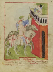 Montar a caballo, del Tacuinum Sanitatis, c.1390-1400