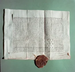 Documento oficial del Emperador Carlos IV (1316-1378) certificando oficialmente la Universidad de Siena (Università di Siena) como el Studium General