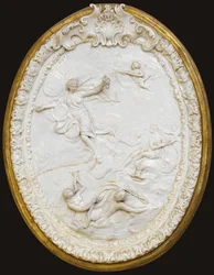 Una de una serie de cuatro placas ovaladas moldeadas de Doccia, mediados del siglo XVIII