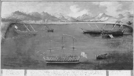 Una de las hazañas navales del famoso marinero, Mattio Ivanovich da Dobrota, c.1730