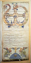 Página de un Pontifical que contiene las oraciones y ceremonias a realizar por el Obispo (Ms.724/1-Carta3) Un manuscrito del siglo X. Roma, Biblioteca Casanatense