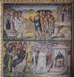 Panel con mosaico, nave central, Basílica de Santa María la Mayor, Roma, Italia, siglo V