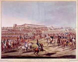 Desfile de la caballería italiana del Reino de Italia. Impresiones de principios del siglo XIX