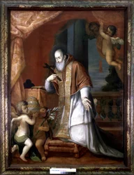 Pío V (1504 - 1572). Pintura anónima de una iglesia lombarda