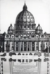Plano de San Pedro, Roma, grabado por Alessandro Specchi