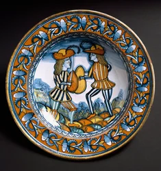 Placa que representa a dos soldados en combate, c.1520