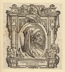 Retrato de Agnolo Gaddi, pintor italiano de Florencia, circa 1350-1396