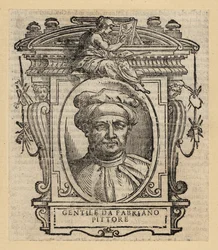 Retrato de Gentile da Fabriano, pintor italiano, estilo gótico internacional, circa 1370-1427
